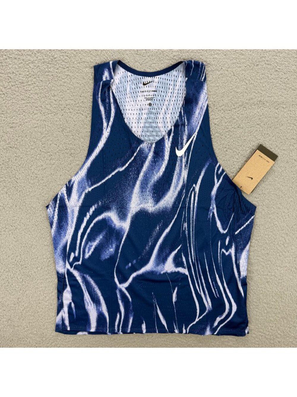 Nike Singlet Mens Large L Blue Vest AeroSwift Dri FIT ADV AOP Running Tank Top